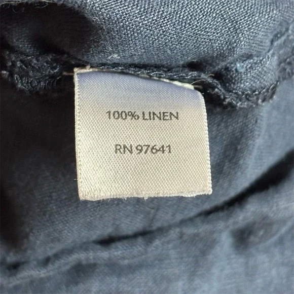 J. Jill Women's Small Blue Linen Button-Up Shirt Long Sleeve Casual - Picture 4 of 6